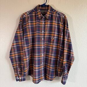 Cruel Girl Western Plaid Rodeo Button Down Long Sleeve Shirt Blue/Red/Orange XL